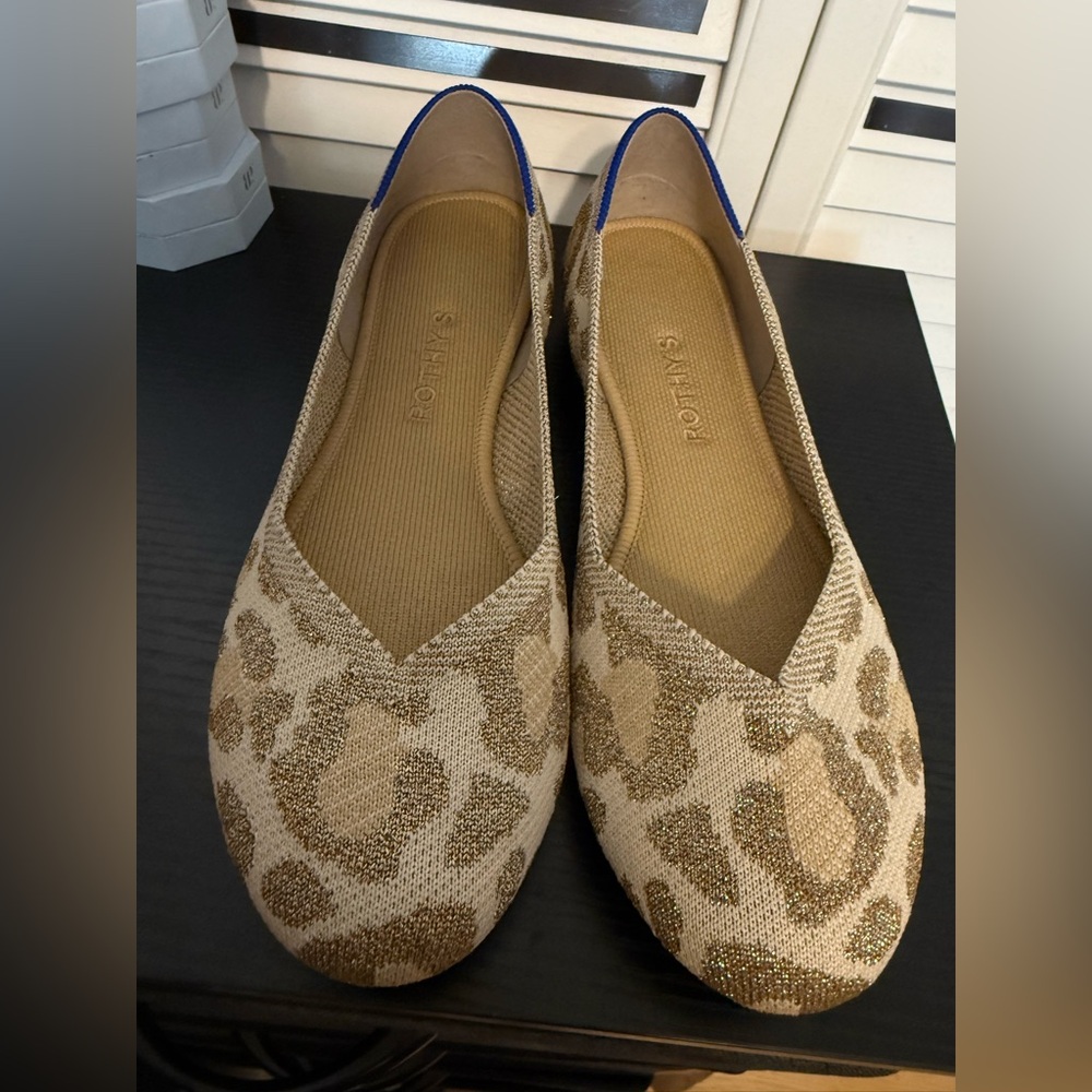 Rothy’s glitter Leopard Print Flats 9.5